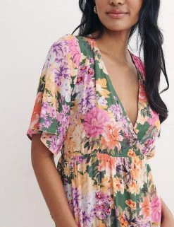 Cheap 👏 Nobody's Child 👗 Dresses Floral V-Neck Midi Wrap 👗 Dress ⭐ -New In Womens Sales 2022 SD 10 T82 1260 ZZ X EC 3