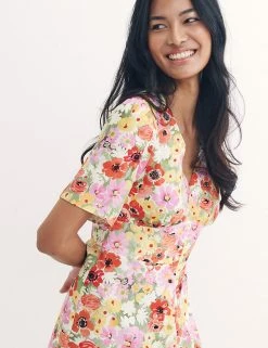 Best Pirce 🛒 Nobody's Child 👗 Dresses Floral V-Neck Short Sleeve Mini Tea 👗 Dress 🎉 -New In Womens Sales 2022 SD 10 T82 1266 ZZ X EC 3