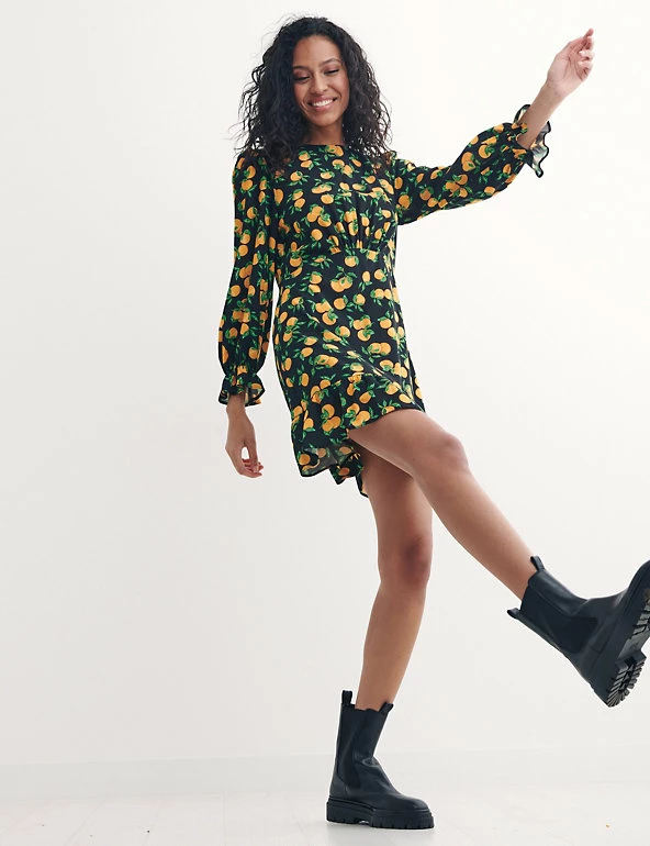 Best Sale π Nobody's Child π Dresses Orange Print Round Neck Mini Tea π Dress π€© 2 Best Sale π Nobody's Child π Dresses Orange Print Round Neck Mini Tea π Dress π€© - Image 2