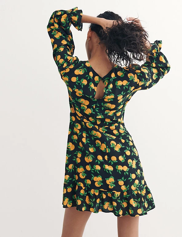 Best Sale π Nobody's Child π Dresses Orange Print Round Neck Mini Tea π Dress π€© 3 Best Sale π Nobody's Child π Dresses Orange Print Round Neck Mini Tea π Dress π€© - Image 3