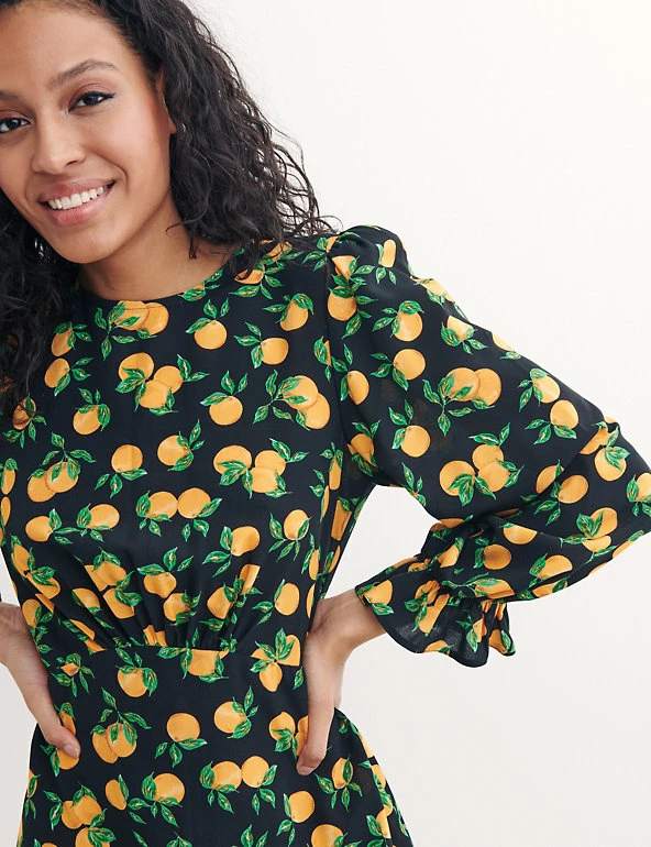 Best Sale π Nobody's Child π Dresses Orange Print Round Neck Mini Tea π Dress π€© 4 Best Sale π Nobody's Child π Dresses Orange Print Round Neck Mini Tea π Dress π€© - Image 4