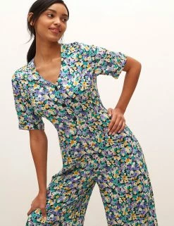 Best deal 🎁 Nobody's Child 👗 Dresses Floral Button Front Cropped Jumpsuit 🌟 -New In Womens Sales 2022 SD 10 T82 1274 ZZ X EC 3