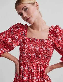 Discount 😍 Y.A.S 👗 Dresses Cotton Rich Floral Midi Smock 👗 Dress ✨ -New In Womens Sales 2022 SD 10 T82 1546 B4 X EC 1