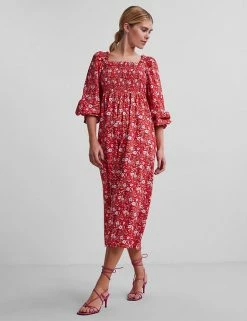 Discount 😍 Y.A.S 👗 Dresses Cotton Rich Floral Midi Smock 👗 Dress ✨ -New In Womens Sales 2022 SD 10 T82 1546 B4 X EC 2