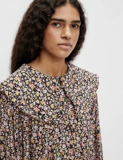 Best deal 🔥 OBJECT 👗 Dresses Floral Collared Knee Length Smock 👗 Dress 🧨 -New In Womens Sales 2022 SD 10 T82 4701 Y0 X EC 4