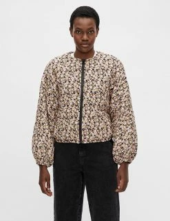Best reviews of 🥰 OBJECT 🧥 Coats & Jackets Floral Collarless Bomber Jacket 😉