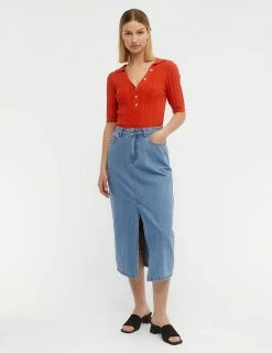 Coupon ✔️ OBJECT 👗 Skirts Denim Midi 👗 Skirt 💯