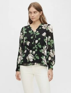 Top 10 π₯° OBJECT Tops Floral V-Neck Long Sleeve Blouse π