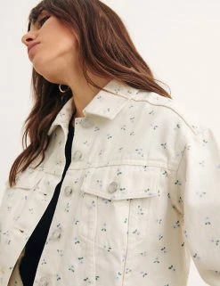 Buy 🧨 Nobody's Child 🧥 Coats & Jackets Denim Floral Cropped Jacket ✨ -New In Womens Sales 2022 SD 10 T82 4811 K4 X EC 3