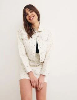 Buy 🧨 Nobody's Child 🧥 Coats & Jackets Denim Floral Cropped Jacket ✨ -New In Womens Sales 2022 SD 10 T82 4811 K4 X EC 4