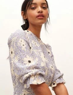 Coupon ❤️ Nobody's Child 👗 Dresses Floral Round Neck Midi Waisted 👗 Dress ⌛ -New In Womens Sales 2022 SD 10 T82 4820 E4 X EC 4