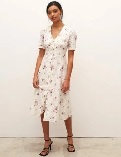 Discount 🥰 Nobody's Child 👗 Dresses Pure Cotton Floral Midi Tea 👗 Dress 🎁