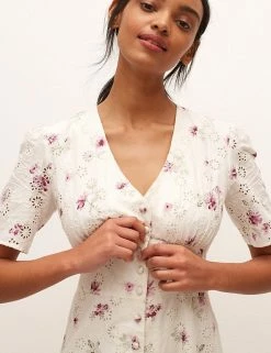 Discount 🥰 Nobody's Child 👗 Dresses Pure Cotton Floral Midi Tea 👗 Dress 🎁 -New In Womens Sales 2022 SD 10 T82 4829 Z4 X EC 3