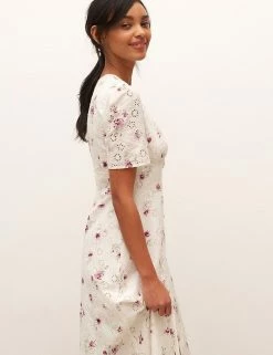 Discount 🥰 Nobody's Child 👗 Dresses Pure Cotton Floral Midi Tea 👗 Dress 🎁 -New In Womens Sales 2022 SD 10 T82 4829 Z4 X EC 4