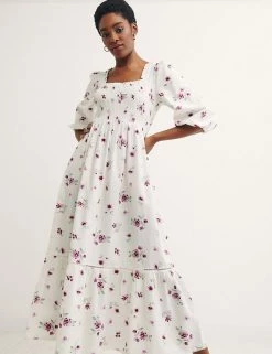 Buy 🥰 Nobody's Child 👗 Dresses Cotton Rich Floral Midi Tea 👗 Dress ✔️