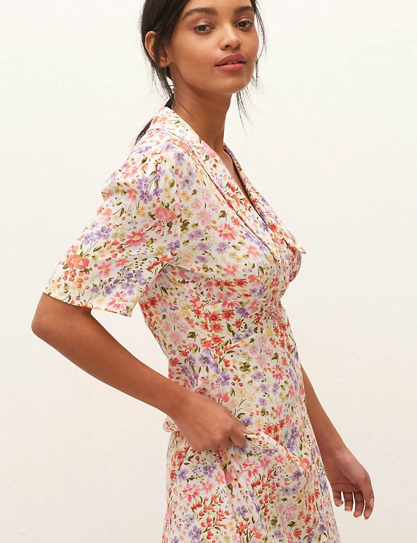 Discount π Nobody's Child π Dresses Floral Collared Midi π Shirt π Dress π 2 Discount π Nobody's Child π Dresses Floral Collared Midi π Shirt π Dress π - Image 2