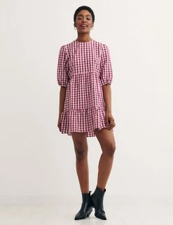 Wholesale 🛒 Nobody's Child 👗 Dresses Cotton Blend Gingham Mini Smock 👗 Dress ⌛