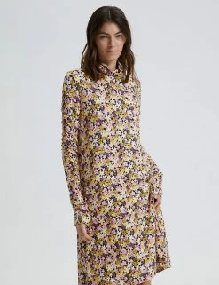 New 👍 SELECTED FEMME 👗 Dresses Floral High Neck Midi Swing 👗 Dress 🛒 -New In Womens Sales 2022 SD 10 T82 7480 Y4 X EC 1