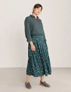 Hot Sale 👏 Seasalt Cornwall 👗 Skirts Cotton Blend Floral Pleated Midaxi 👗 Skirt 🔥