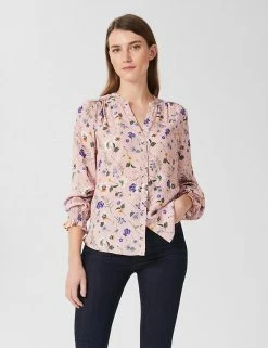 Coupon 🎁 HOBBS 👚 Shirts & Blouses Floral V-Neck Long Sleeve Blouse 👏 -New In Womens Sales 2022 SD 10 T83 1090 A4 X EC 3