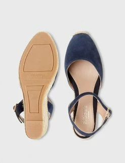 Best reviews of 🤩 HOBBS 🩴 Sandals Suede Buckle Wedge Espadrilles 😀 -New In Womens Sales 2022 SD 10 T83 1289 F0 X EC 1