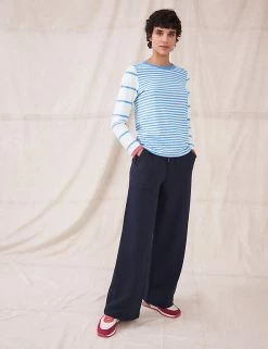 New 🔥 White Stuff Women Pure Cotton Striped Long Sleeve Top 🛒