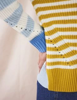 Best deal 😍 White Stuff Jumpers Pure Cotton Striped Pointelle Jumper 👍 -New In Womens Sales 2022 SD 10 T83 1497 R4 X EC 2