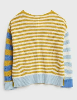 Best deal 😍 White Stuff Jumpers Pure Cotton Striped Pointelle Jumper 👍 -New In Womens Sales 2022 SD 10 T83 1497 R4 X EC 3