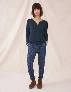 Deals โ White Stuff Women Pure Cotton Notch Neck Long Sleeve Top ๐