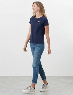 Wholesale ✔️ Joules Women Pure Cotton Embellished Scoop Neck T-Shirt 🎉