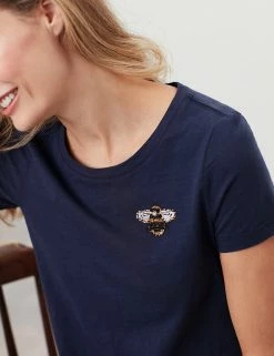 Wholesale ✔️ Joules Women Pure Cotton Embellished Scoop Neck T-Shirt 🎉 -New In Womens Sales 2022 SD 10 T83 2302 F4 X EC 3