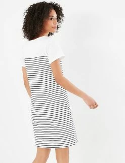 Brand new 👏 Joules 👗 Dresses Pure Cotton Striped Mini T-Shirt 👗 Dress 🔥 -New In Womens Sales 2022 SD 10 T83 2327 K4 X EC 4
