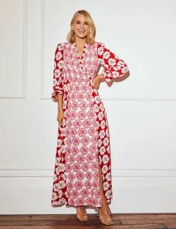 Budget 💯 Little Mistress X Vogue Williams 👗 Dresses Floral V-Neck Frill Sleeve Maxi Tea 👗 Dress 🧨