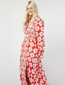 Budget 💯 Little Mistress X Vogue Williams 👗 Dresses Floral V-Neck Frill Sleeve Maxi Tea 👗 Dress 🧨 -New In Womens Sales 2022 SD 10 T83 2929 B4 X EC 2