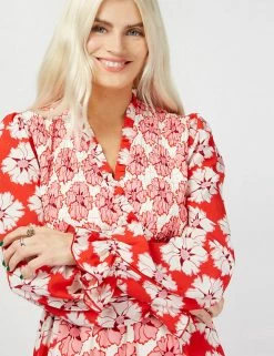 Budget 💯 Little Mistress X Vogue Williams 👗 Dresses Floral V-Neck Frill Sleeve Maxi Tea 👗 Dress 🧨 -New In Womens Sales 2022 SD 10 T83 2929 B4 X EC 4