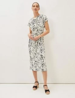 Best reviews of 🧨 Phase Eight 👗 Dresses Ditsy Print Round Neck Midi Waisted 👗 Dress ✨ -New In Womens Sales 2022 SD 10 T83 3085 T4 X EC 2