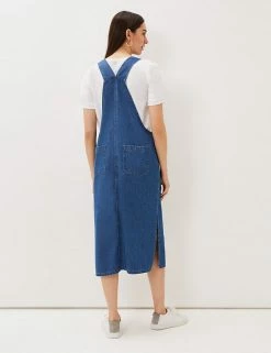 New 😍 Phase Eight 👗 Dresses Denim Square Neck Midi Pinafore 👗 Dress ⭐ -New In Womens Sales 2022 SD 10 T83 3094 HP X EC 1