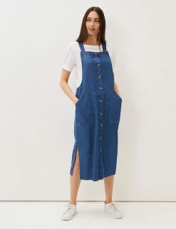 New 😍 Phase Eight 👗 Dresses Denim Square Neck Midi Pinafore 👗 Dress ⭐ -New In Womens Sales 2022 SD 10 T83 3094 HP X EC 2