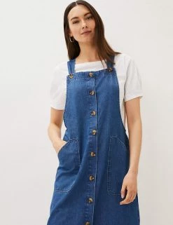 New 😍 Phase Eight 👗 Dresses Denim Square Neck Midi Pinafore 👗 Dress ⭐ -New In Womens Sales 2022 SD 10 T83 3094 HP X EC 3