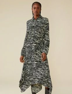 Hot Sale 👍 Finery London 👗 Dresses Zebra Print Midi 👚 Shirt 👗 Dress 🤩 -New In Womens Sales 2022 SD 10 T83 3847 R4 X EC 1