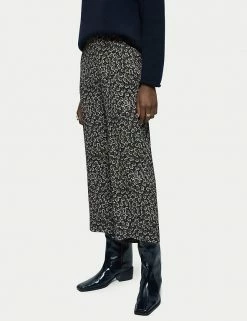 Budget 🎁 Jigsaw Leaf Print Straight Leg Cropped Trousers ⭐ -New In Womens Sales 2022 SD 10 T83 3865 Y4 X EC 1