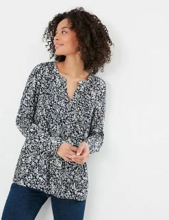 Discount 🥰 Joules Women Floral V-Neck Pintuck Long Sleeve 👕 Shirt 🛒 -New In Womens Sales 2022 SD 10 T83 4188 F4 X EC 0