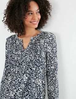 Discount 🥰 Joules Women Floral V-Neck Pintuck Long Sleeve 👕 Shirt 🛒 -New In Womens Sales 2022 SD 10 T83 4188 F4 X EC 1