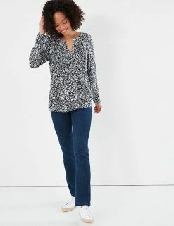 Discount 🥰 Joules Women Floral V-Neck Pintuck Long Sleeve 👕 Shirt 🛒 -New In Womens Sales 2022 SD 10 T83 4188 F4 X EC 4