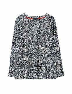 Discount 🥰 Joules Women Floral V-Neck Pintuck Long Sleeve 👕 Shirt 🛒 -New In Womens Sales 2022 SD 10 T83 4188 F4 X EC 90