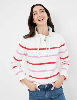 Deals 😀 Joules Sweatshirts Cotton Rich Striped Funnel Neck Sweatshirt 😉