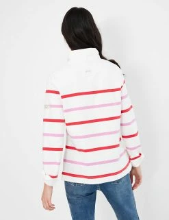 Deals 😀 Joules Sweatshirts Cotton Rich Striped Funnel Neck Sweatshirt 😉 -New In Womens Sales 2022 SD 10 T83 4199 Z4 X EC 4