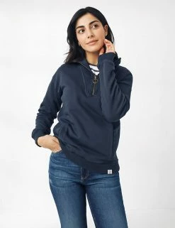 Best Sale 😀 FatFace Sweatshirts Cotton Rich Funnel Neck Half Zip Sweatshirt 🔥