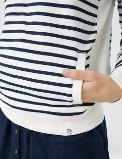 Outlet 🎁 FatFace Sweatshirts Cotton Rich Striped Half Zip Sweatshirt 🛒 -New In Womens Sales 2022 SD 10 T83 4334 Z4 X EC 1