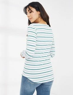 Discount ✔️ FatFace Women Organic Cotton Striped Slash Neck T-shirt 🛒 -New In Womens Sales 2022 SD 10 T83 4350 J4 X EC 2